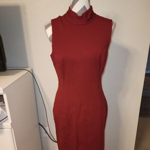 White House Black Market Sleeveless Turtleneck Cranberry Dress